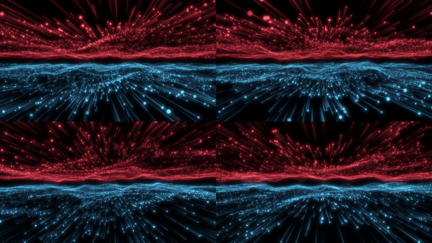 红蓝粒子线条抽象空间