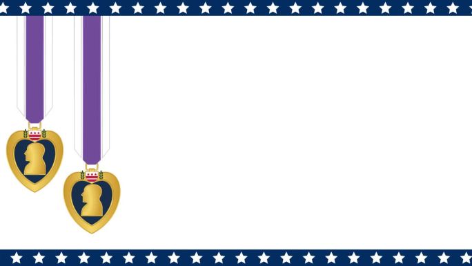 每年的8月7日为紫心勋章日，概念设计2枚勋章，底部顶部有星星。动画视频