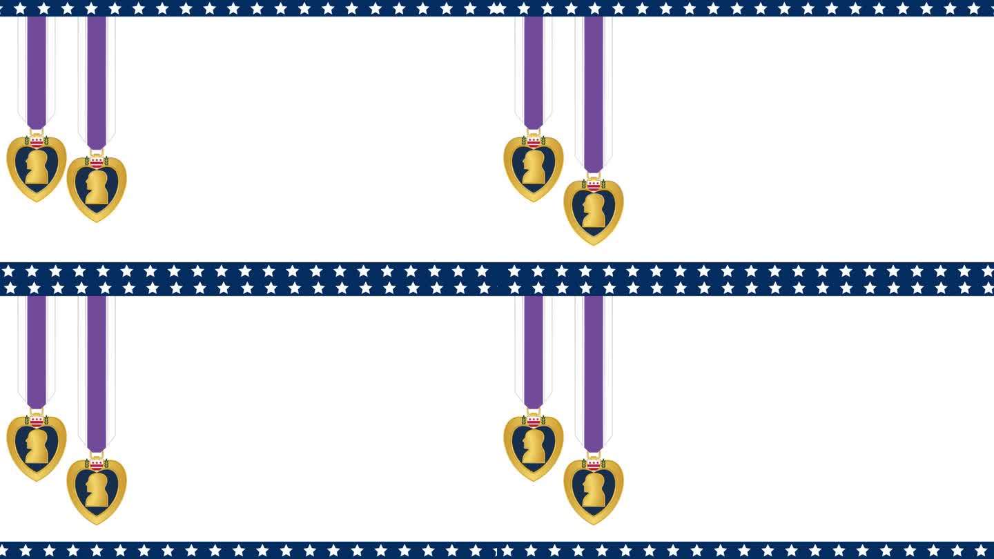 每年的8月7日为紫心勋章日，概念设计2枚勋章，底部顶部有星星。动画视频