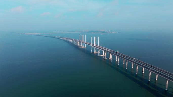 4K航拍山东青岛胶州湾大桥