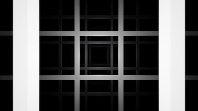 简单的黑白照明线框正方形网格隧道循环动画