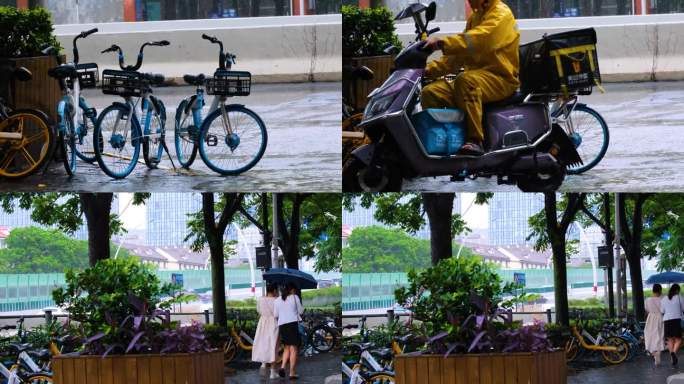 城市马路道路下暴雨倾盆大雨下雨天雨水雨滴