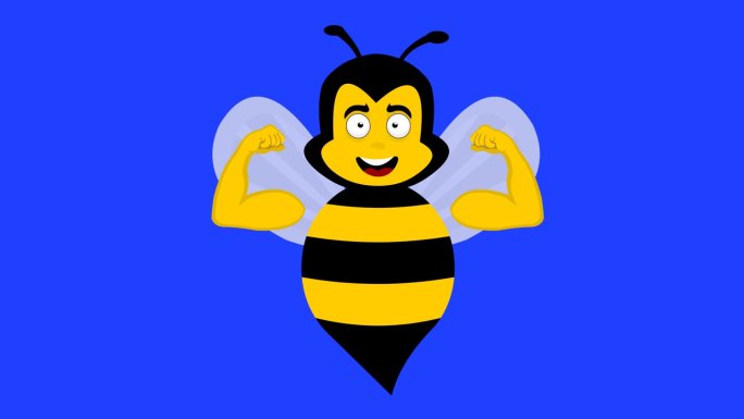视频动画蜜蜂虫卡通二头肌