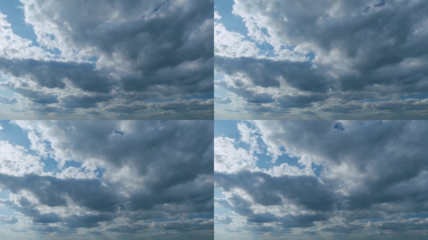 层云。蓝天与层积云和太阳。美丽的天空与云的背景。间隔拍摄。