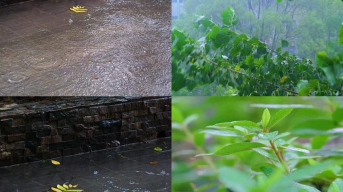 城市马路道路下暴雨倾盆大雨下雨天雨水雨滴