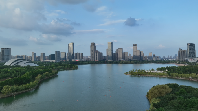 2023年合肥天鹅湖最新航拍，合肥政务区