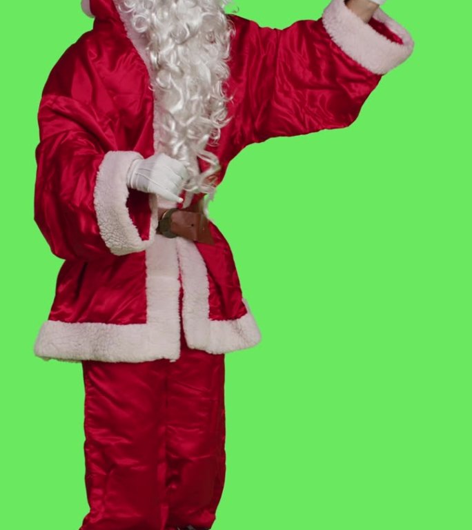 垂直视频圣诞老人唱诗班指挥乐队的侧视图