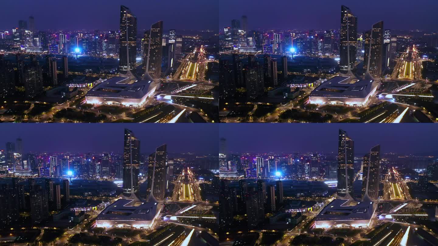 【4K】南京青奥中心 南京眼大桥航拍夜景