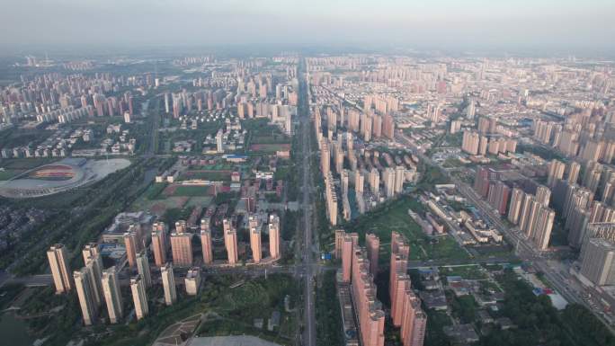 驻马店高铁新区高空大景远景4K航拍