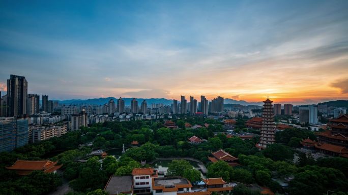 福州西禅寺晚霞延时