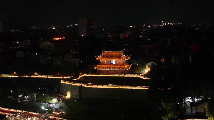 荆州古城夜景纪实感