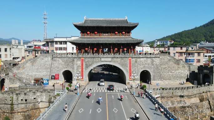 航拍长汀古城济川门