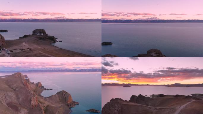 纳木措圣象天门和月牙湾航拍