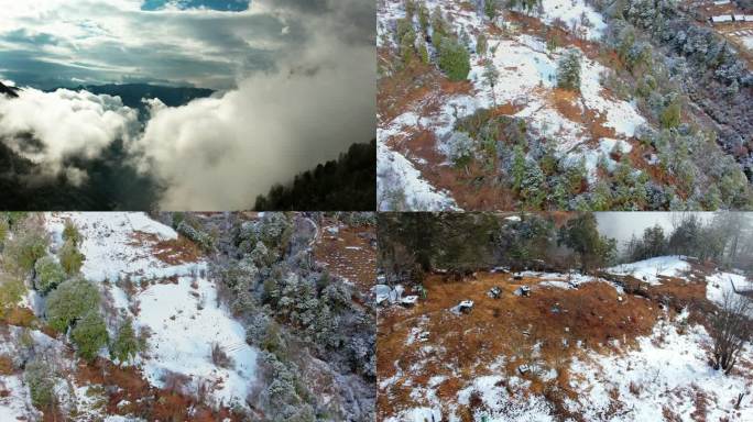 航拍云南深山秘境云海山村梯田自然风光