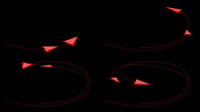 红色纸飞机航线多角度运动通道12