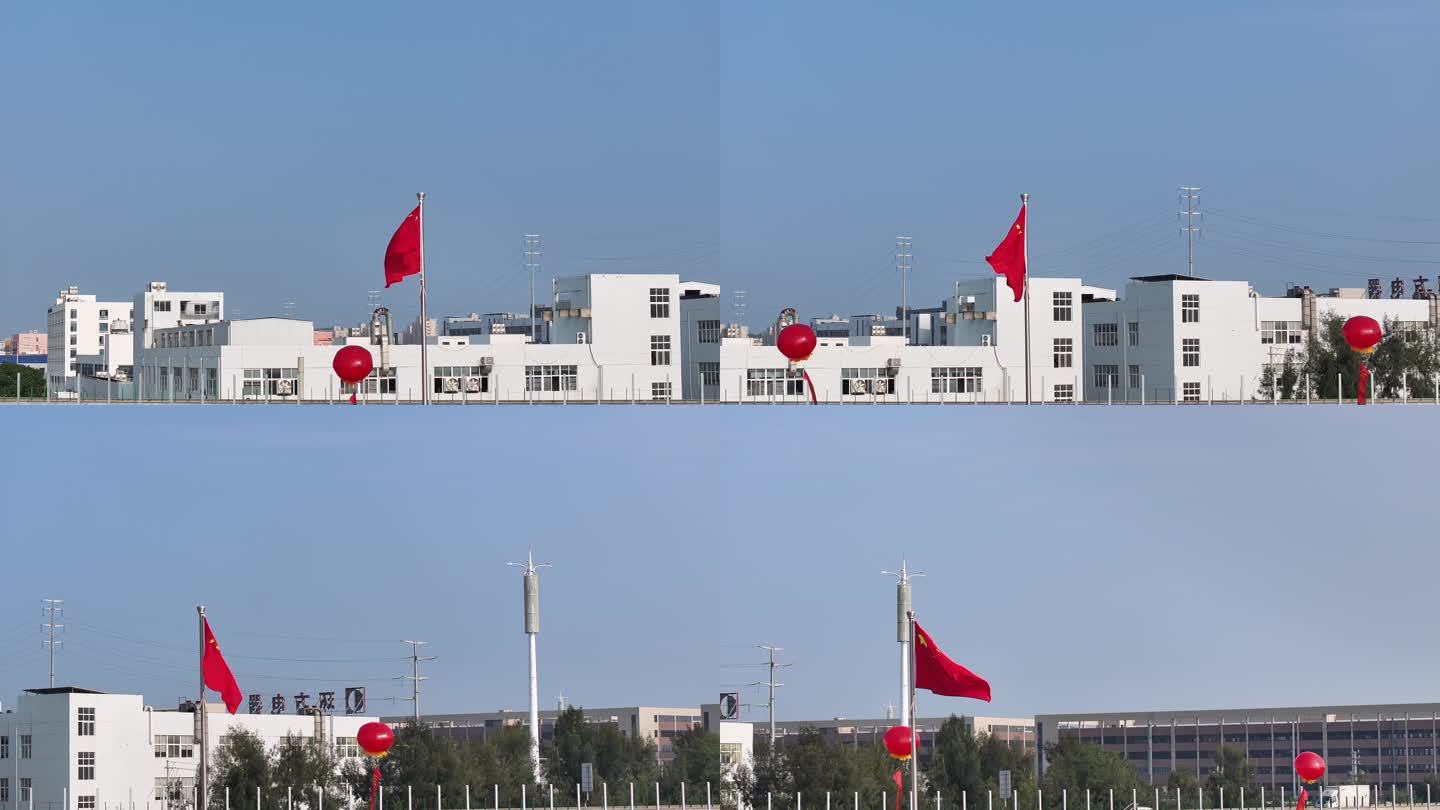 台州玉环市沙门中学新校区国旗航拍