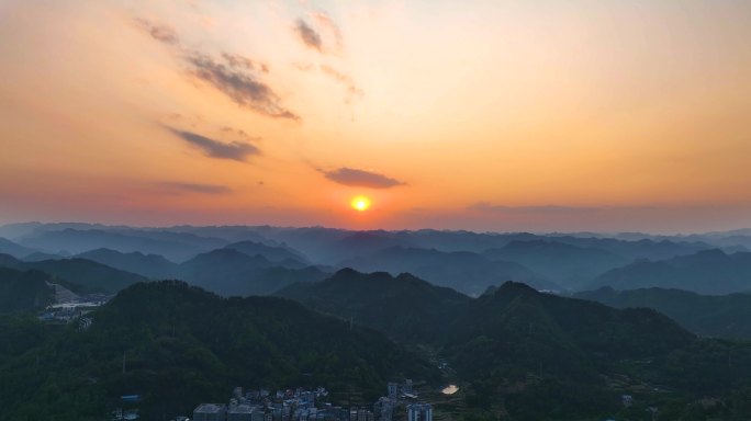 4K湘西吉首群山叠峦日落夕阳3