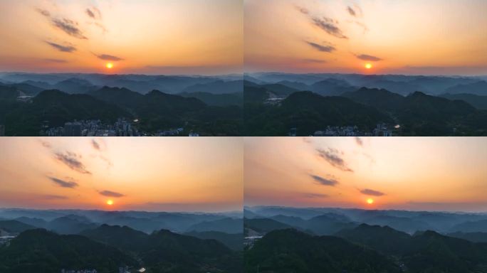 4K湘西吉首群山叠峦日落夕阳3