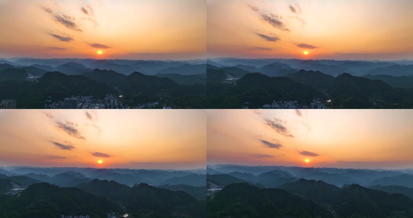 4K湘西吉首群山叠峦日落夕阳3