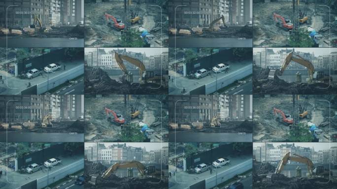CCTV城市建设用挖掘机和起重机