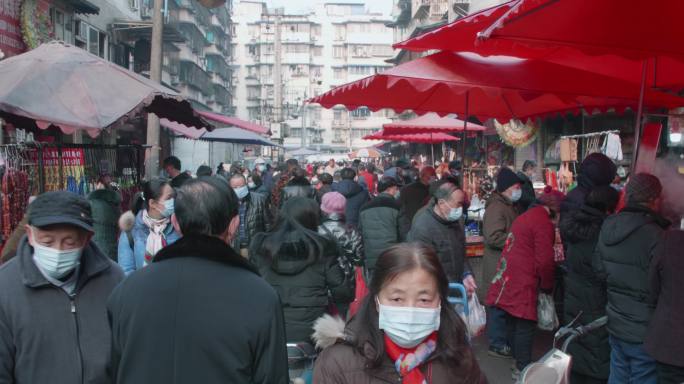 热闹的成都露天菜市场居民消费物价指数素材