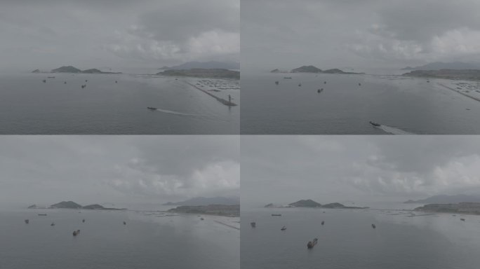 珠海桂山岛海面上的船只（D-Log）