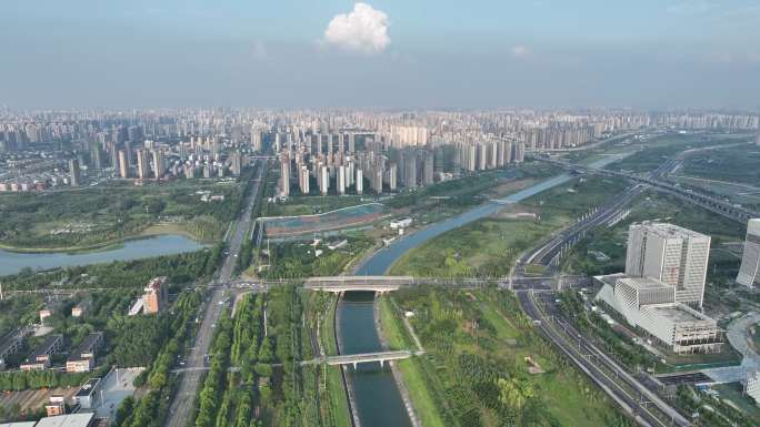 郑州中原区高空大景远景4K航拍