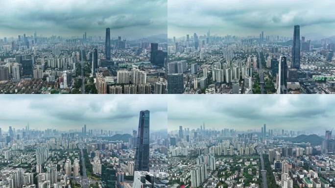 4K高空鸟瞰航拍暴风雨来临前的深圳全景7
