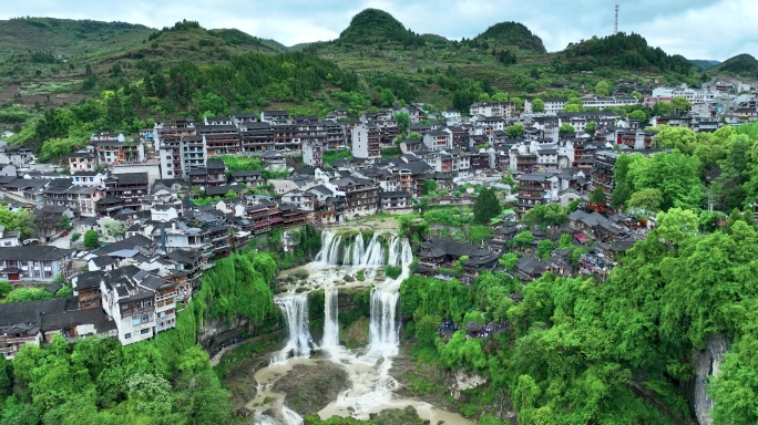 4K航拍湖南湘西永顺县芙蓉镇风景区19