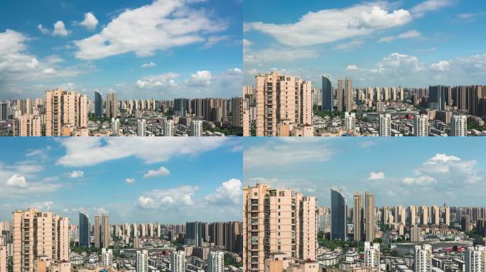 【4K】无锡城市建筑群蓝天白云延时