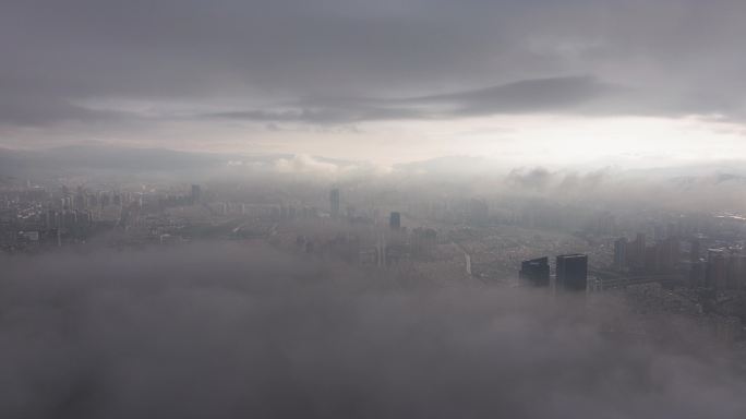 【5K】昆明主城区日出平流云风光拍摄