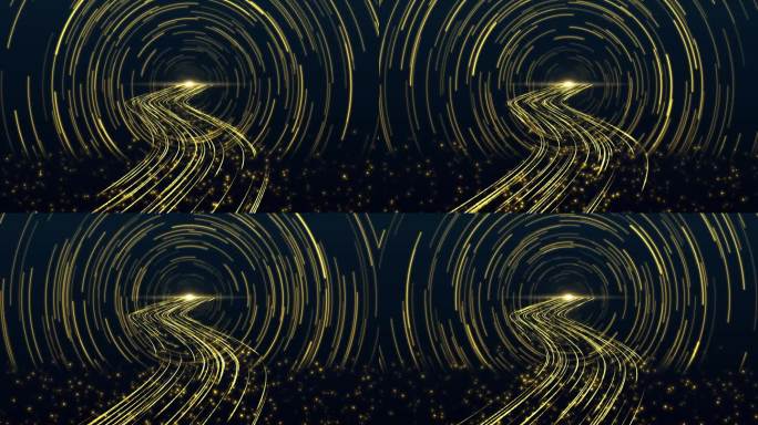 金色粒子河流和星轨舞台背景