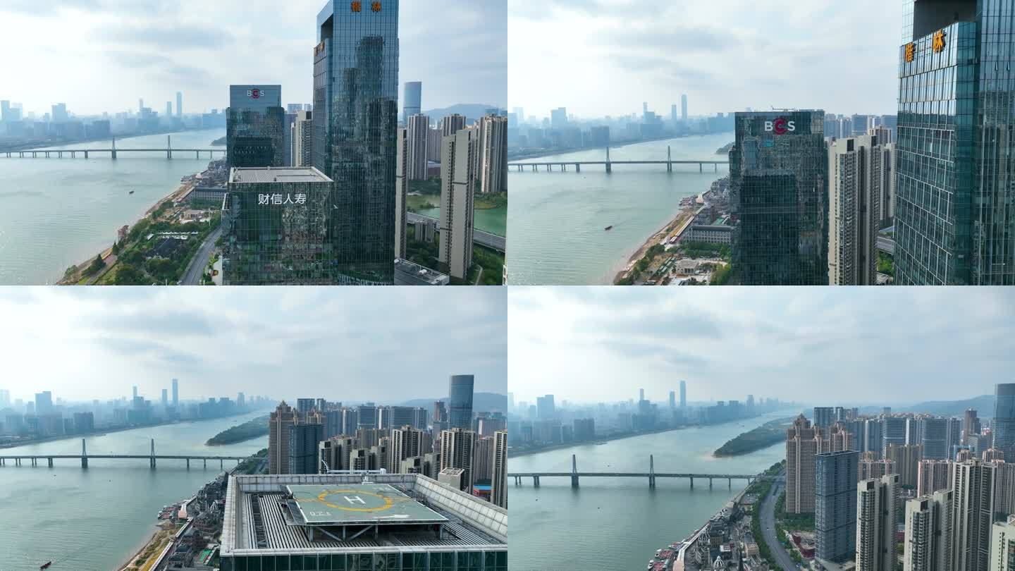 4K湘江沿岸长沙地标湖南金融中心4