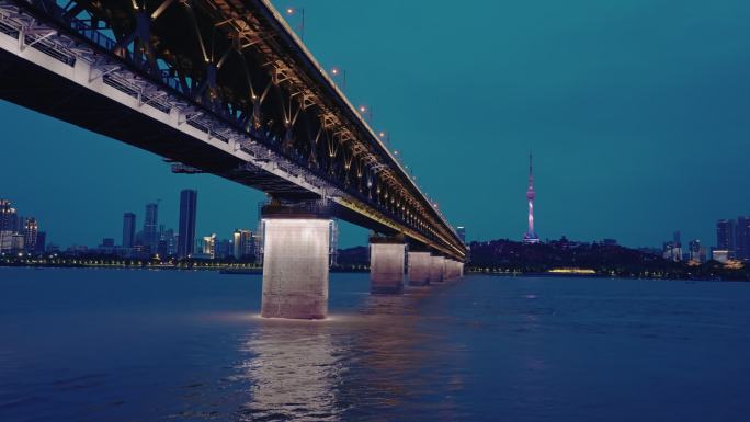 【正版素材】武汉长江大桥夜景4621