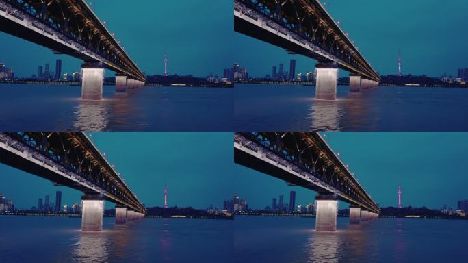 【正版素材】武汉长江大桥夜景4621