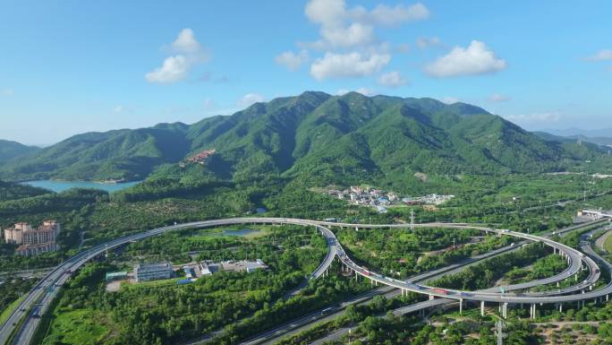 广东绿水青山高速公路巡视自然风光4k航拍