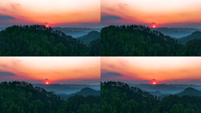 4K湘西吉首群山叠峦日落夕阳6