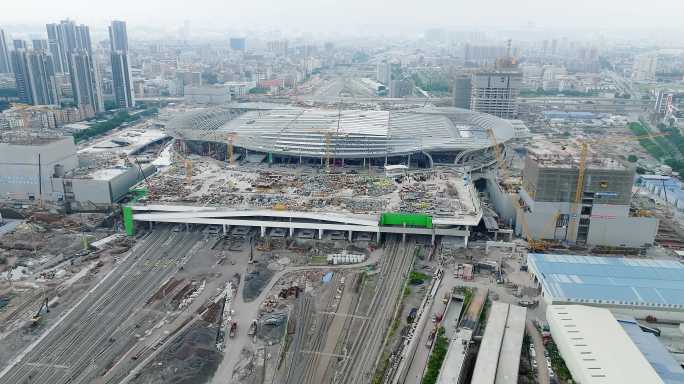 广州白云区亚洲最大火车站建设航拍04