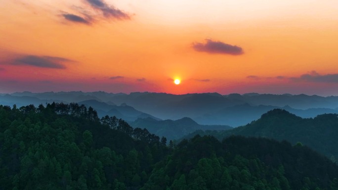 4K湘西吉首群山叠峦日落夕阳5