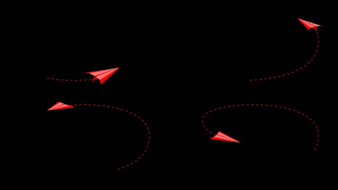 红色纸飞机航线多角度运动通道11