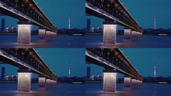 【正版素材】武汉长江大桥夜景4622