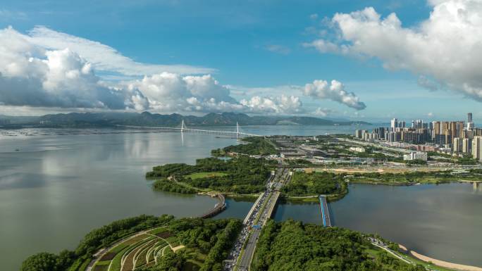 深圳湾大桥航拍延时