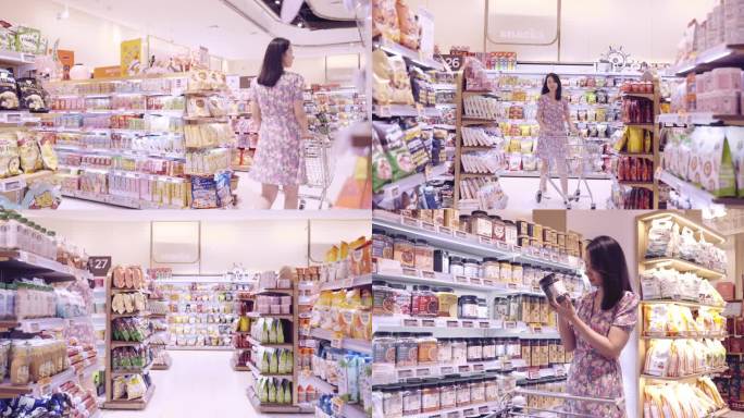 超市购物 美女超市购物 美好生活