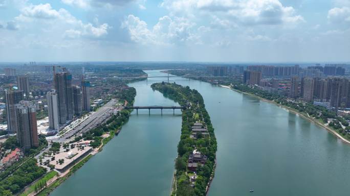 4K航拍衡阳市东洲岛风景区船山书院3