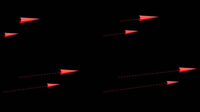 红色纸飞机航线多角度运动通道09