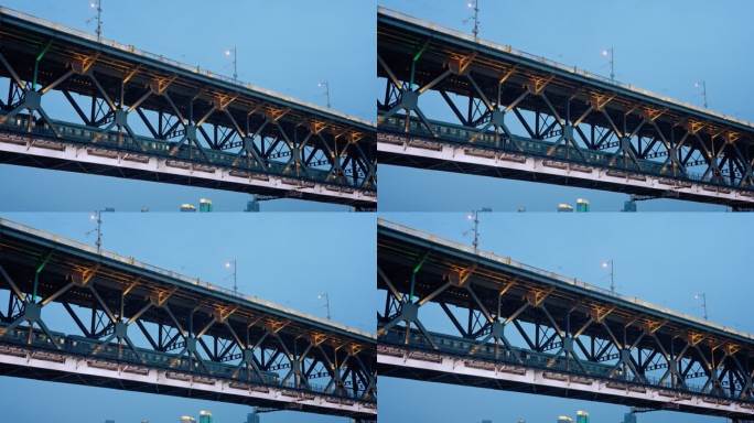 【正版素材】武汉长江大桥夜景4618