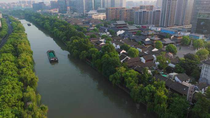 杭州拱墅区大运河大兜路历史街区航拍