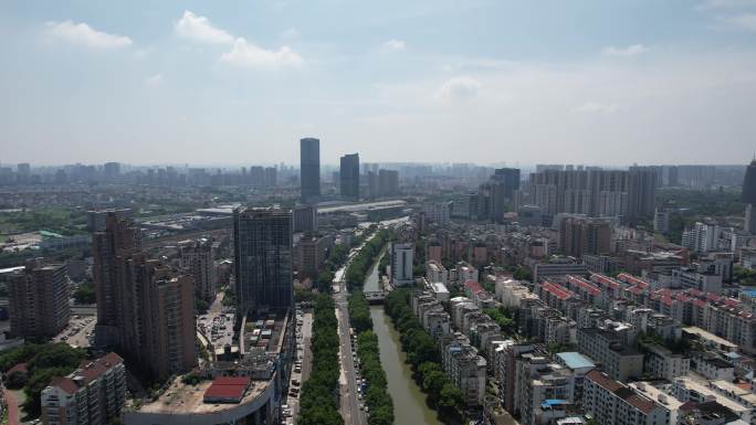 江苏常州城市风光城市建设航拍 (2)
