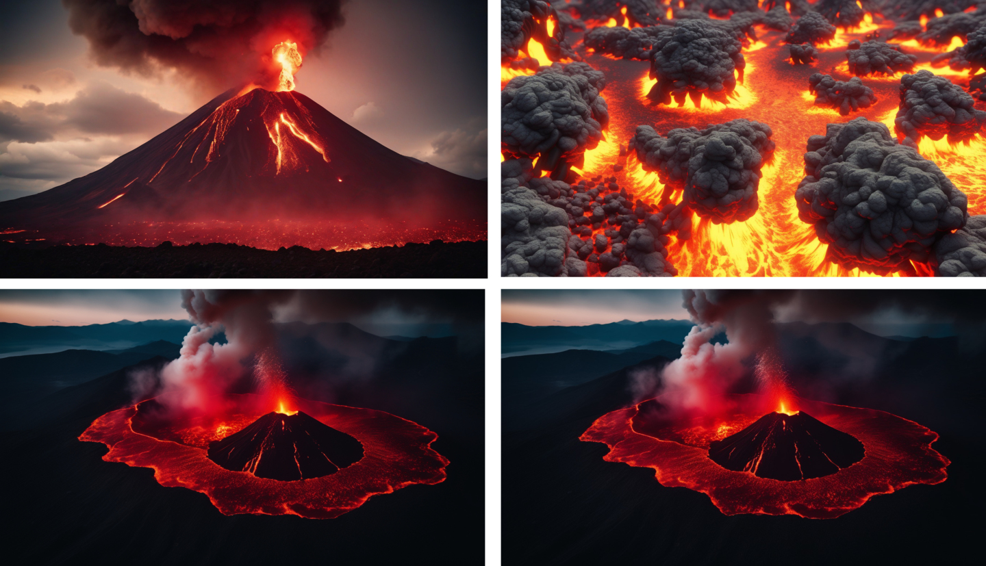 火山喷发岩浆熔岩火光流动炽热海口火山