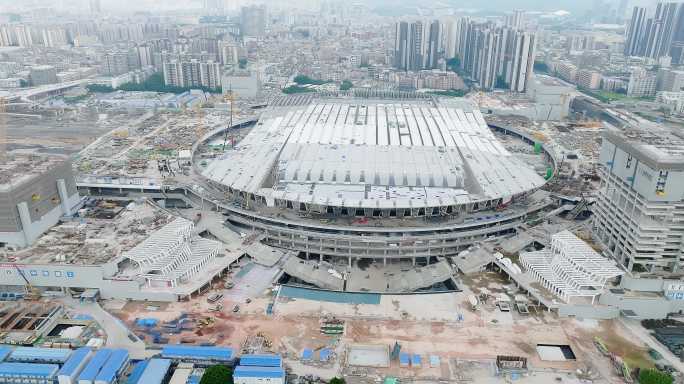 广州白云区亚洲最大火车站建设航拍02